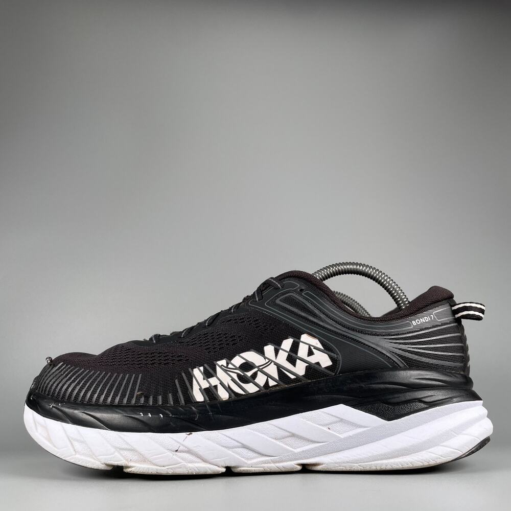 Hoka One One Bondi 7 Women's 10 Black White Running Shoes Athletic Sneakers GUC
